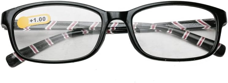 Daiso Square Stripe Reading Glasses - Plus 1.0 - Black/White - Image 1